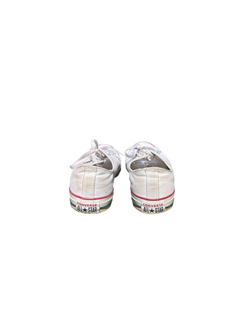 Women’s Converse White Low Top Sneakers with Red Trim. Size 10 - Picture 3 of 4